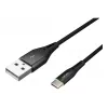 Cabo NATEC USB-C/A 2.0 1m prati LED preto nylon