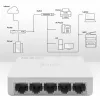 Switch de rede QOLTEC 52247 5 x portas RJ45 1000 Mbit/s Gigabit não gerido