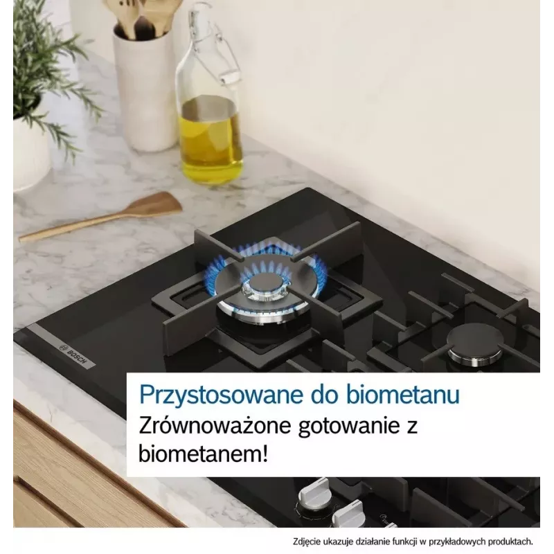 Placa de gás de encastrar Bosch Serie 2 POP6B6K30 60 cm, 4 zonas de gás, placa vitrocerâmica preta, controlo por botões rotativos