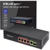 Switch Ethernet PoE QOLTEC 52296 — 4 portas RJ45 PoE, 1 uplink RJ45