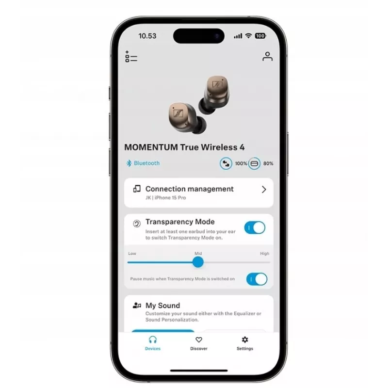 Auscultadores desportivos SENNHEISER Momentum MTW4 Bluetooth sem fios com cancelamento de ruído - branco e prateado