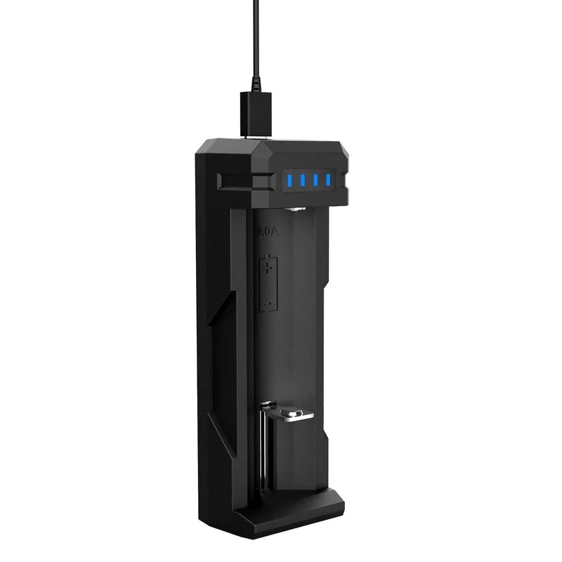 Carregador de baterias XTAR SC1 de slot único USB-C para células Li-Ion 18650, 1 slot, preto
