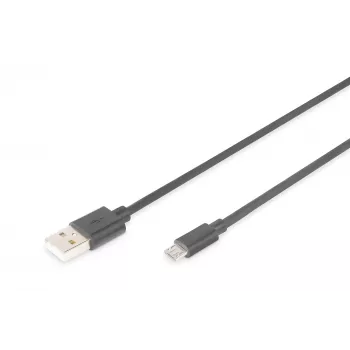 Cabo de ligação USB 2.0 Assmann Type-A - Micro B M/M 3,0m compatível com USB 2.0 UL preto (AK-300110-030-S)