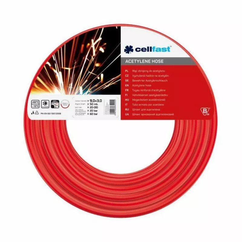 Mangueira de acetileno Cellfast 9×3 mm, 50 m — Mangueira para gás de soldadura