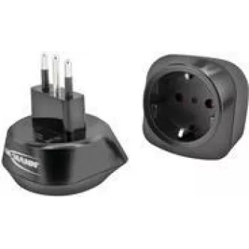 ANSMANN 1250-0035 Adaptador de viagem UE para Itália, Type C/F para Type L, com contacto de proteção, classe de proteção I e II, 250 V / 10 A / 2500 W