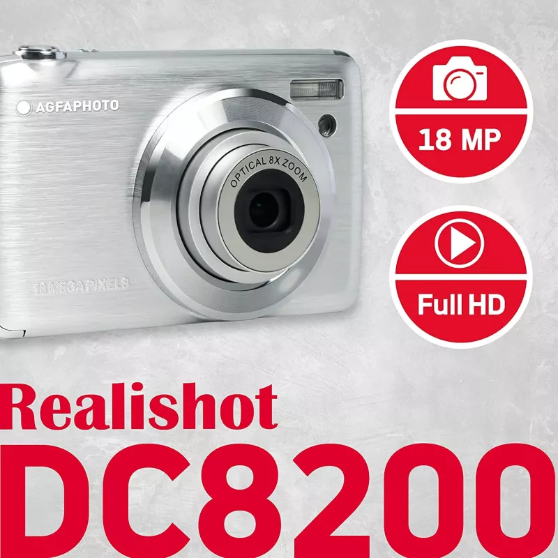 Agfa Photo DC8200 prateado + bolsa + cartão SD 16 GB