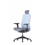 Cadeira de escritório ergonómica Up Up Athene preta, cinzento + tecido azul