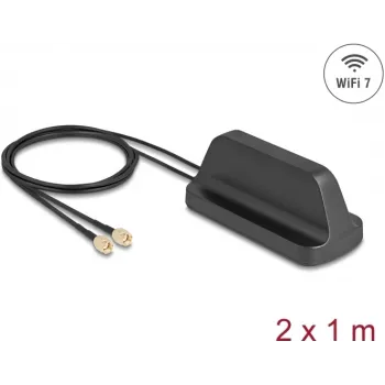 Antena Wi‑Fi 7 externa DELOCK 81454 com 2 fichas RP-SMA, omnidirecional, 2,4–4,0 dBi