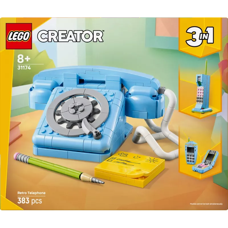 Brinquedo de construção LEGO Creator 3-in-1 31174 conjunto Telefone Retro, 383 peças, 8+ anos, 70×110×150 mm