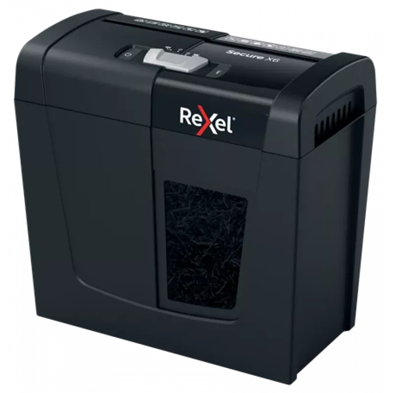 Rexel Secure X6 2020122EU destruidora de papel de corte cruzado, P-4, 4x40 mm, 6 folhas, depósito de 10 l, 70 dB, preta
