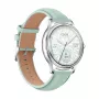 Smartwatch Colmi L28 – caixa prateada-verde com bracelete de couro verde