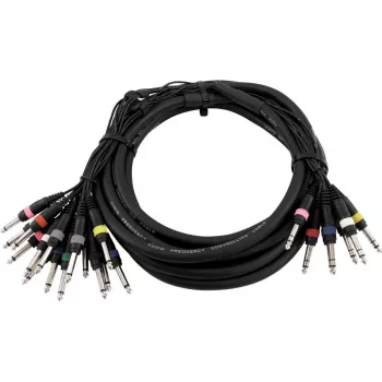 Multicore de áudio Omnitronic 8x jack para 16x jack mono 15 m
