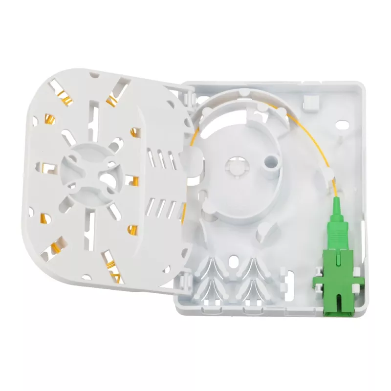 Caixa de fibra ótica Extralink Olivia, 2 emendas, com pigtail e adaptador SC/APC