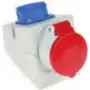Tomada industrial Bachmann 910.002, 5P, 400 V, 16 A, IP44, policarbonato, azul/vermelho/branco