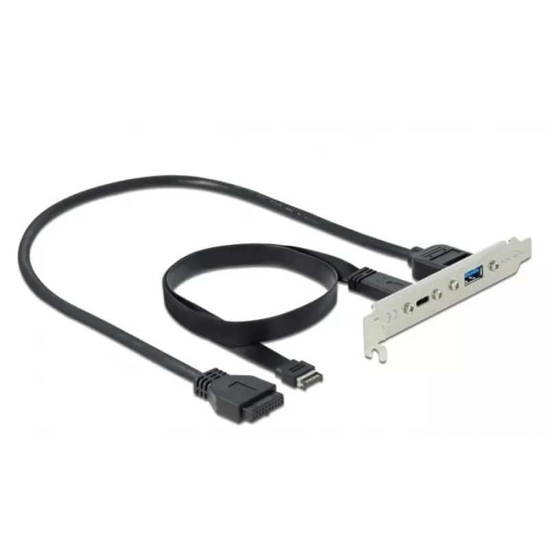 Chapa de slot DeLOCK 89934 com 1 x conector USB Type-C e 1 x conector USB Type-A