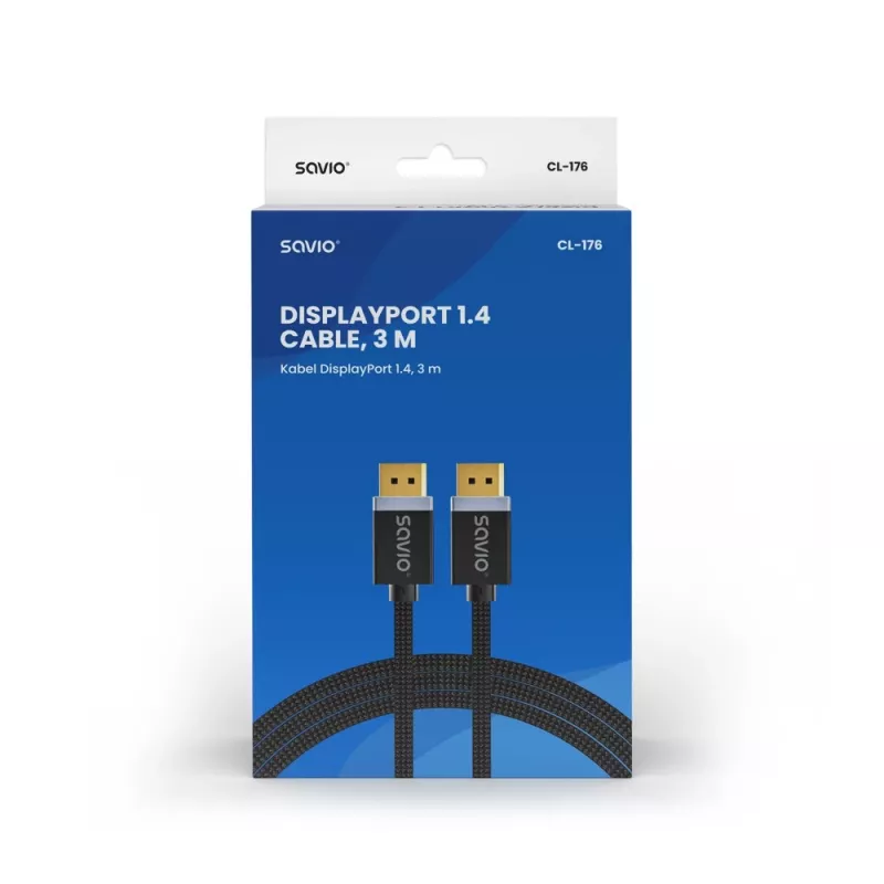 Cabo SAVIO DISPLAYPORT (M) - DISPLAYPORT (M), V1.4, 3 m, CL-176