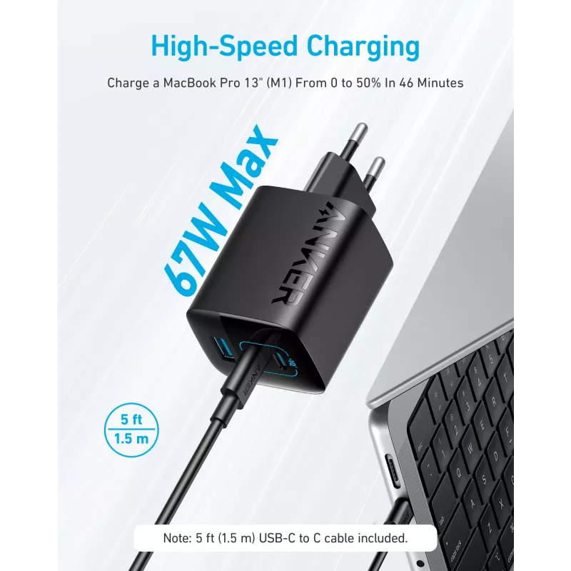 Anker 336 Carregador (67 W) Computador móvel. Telemóvel. Portátil. Power B