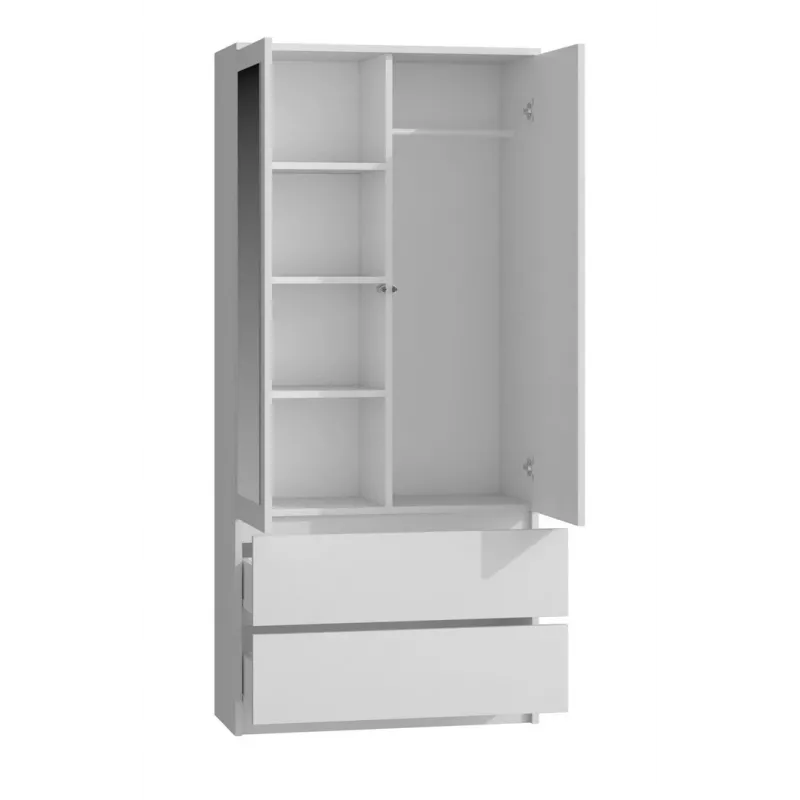 Topeshop SS-90 BIEL LUSTRO Roupeiro/armário de quarto 5 prateleiras 2 porta(s) branco