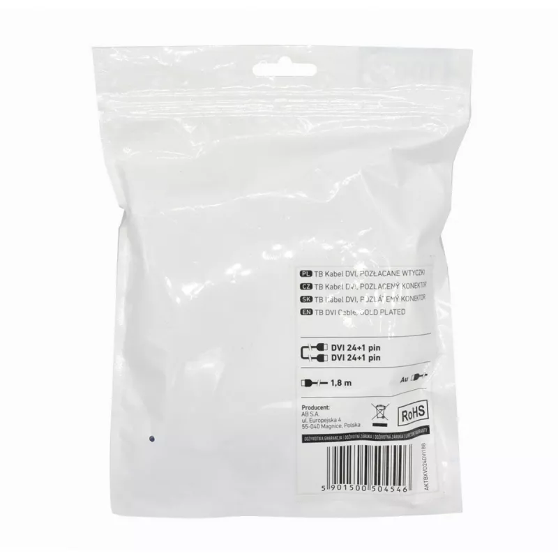 Cabo TB MM DVI 24 + 1 1,8 m, preto, dourado (AKTBXVD24DVI18B)