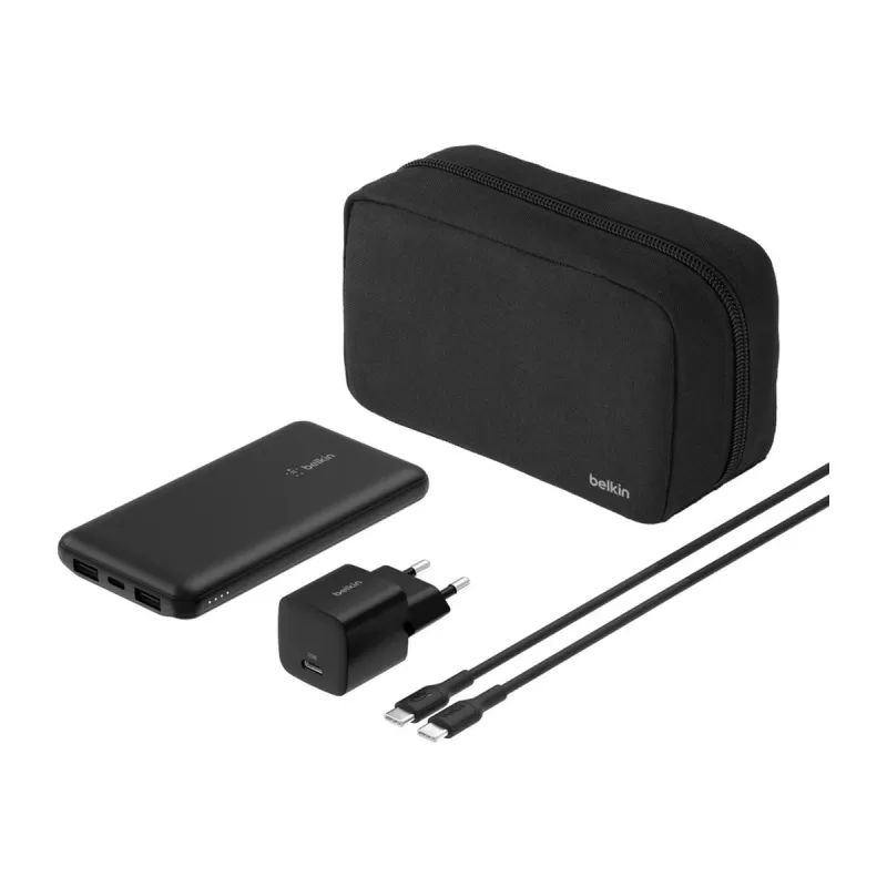 Belkin BoostCharge - powerbank + fonte de alimentação AC - 10000 mAh - PD - 3 portas de saída (24 Pin USB-C, 2 x USB)