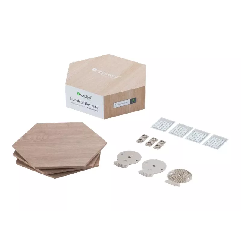Iluminação de ambiente Nanoleaf Elements Aspeto madeira Hexágono Pacote de expansão de 3