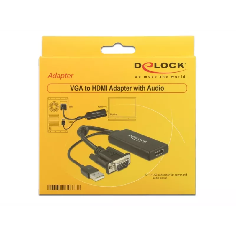 Cabo DeLOCK 0,25 m VGA+USB2.0-A/HDMI
