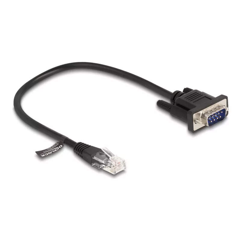 Delock cabo série RS-232, RJ45 macho para D-Sub 9 macho, 30 cm, preto