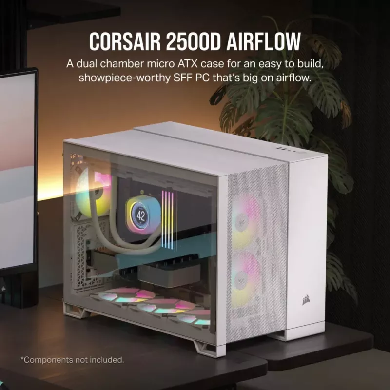 Corsair 2500D AIRFLOW caixa de PC Micro ATX de câmara dupla – branco CC-9011264-WW
