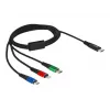 Cabo de Carregamento USB DeLOCK 3-em-1 USB Type-C para Lightning Micro-USB 1 m