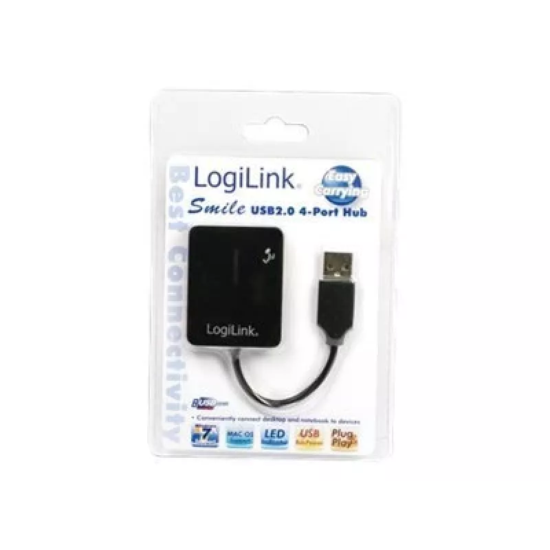 Hub USB LOGILINK UA0139 – 4 portas USB 2.0, 480 Mbit/s, preto