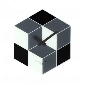 Relógio de parede NeXtime 8171 Cubic, 43,5x37 cm, preto/branco/cinzento