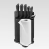 Conjunto de bloco de facas e talheres Maestro MR-1413 – preto, 8 peças, lâminas de aço inoxidável com suporte, porta-rolos de papel