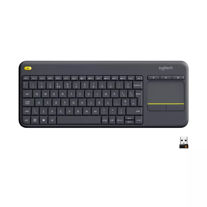 Teclado Logitech Wireless Touch Keyboard K400 Plus - teclado - sem fios - 2,4 GHz - suíço - preto