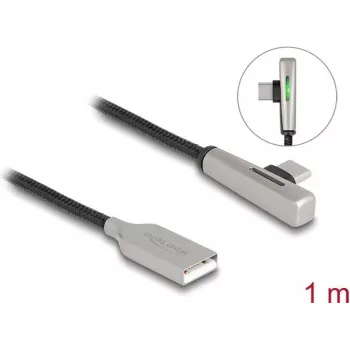 Cabo USB 2.0 DeLOCK Type-A macho para Type-C macho angular 60W 1m