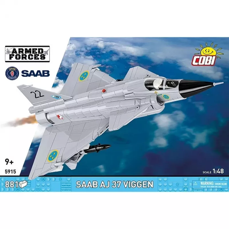 Conjunto de construção Cobi Blocks Saab AJ 37 Viggen 881 peças