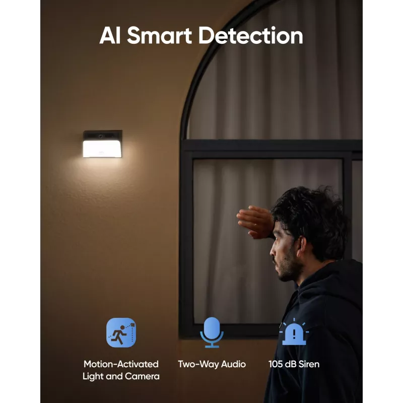 Anker Innovations Eufy Solar Wall Light Cam S120 - câmara de vigilância de rede - resistente às intempéries - cor (dia/noite)