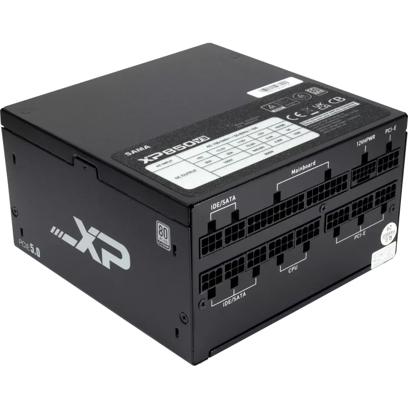 SAMA XPH-850A, fonte de alimentação para PC 1x 12 pin GPU de alto desempenho, 3x PCIe, gestão de cabos, 850 Watt