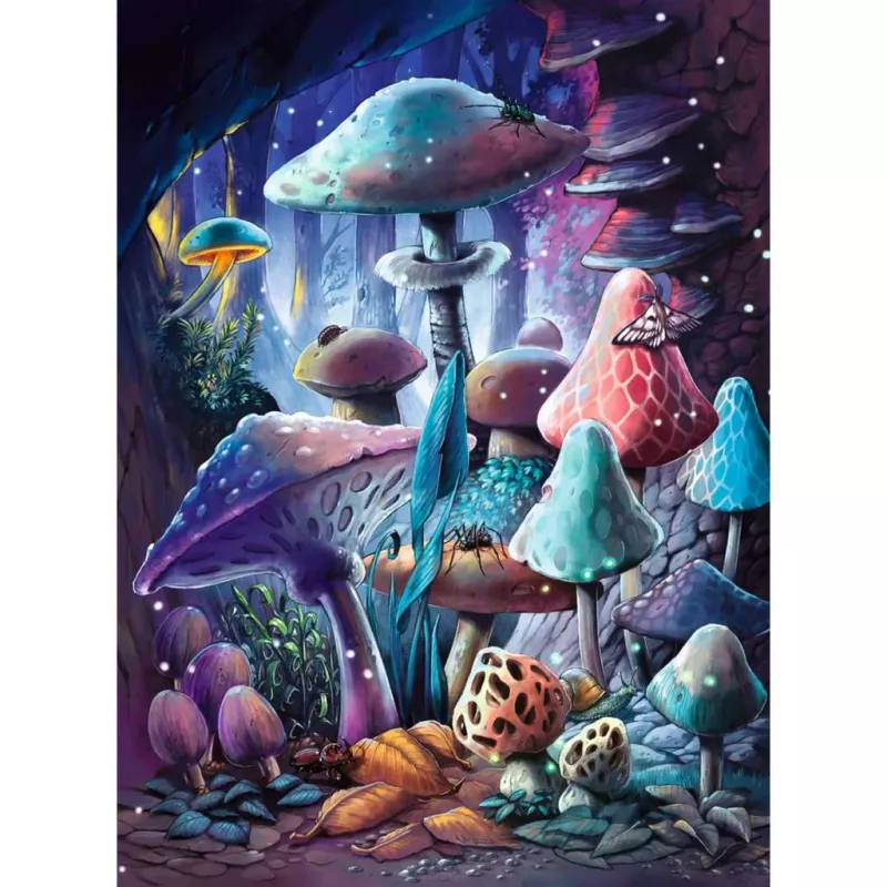 Puzzle Ravensburger Cogumelos brilhantes ao luar, brilha no escuro, 500 peças