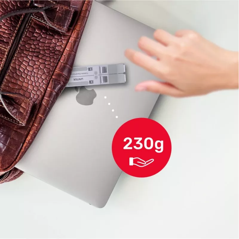 Unitek OT155SL suporte dobrável para portátil, alumínio, prateado