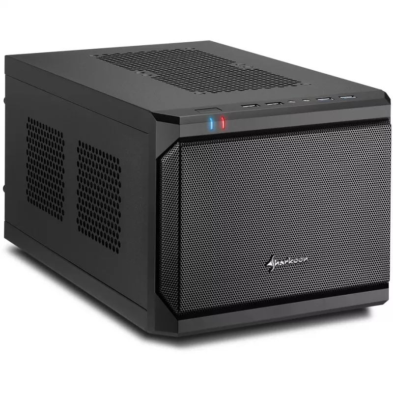 Sharkoon QB One Preto - Midi/Minitower ITX, Mini-ITX 3,5 - Fonte de alimentação para PC/Servidor Arrefecedor - USB, USB 2.0, USB 3.0