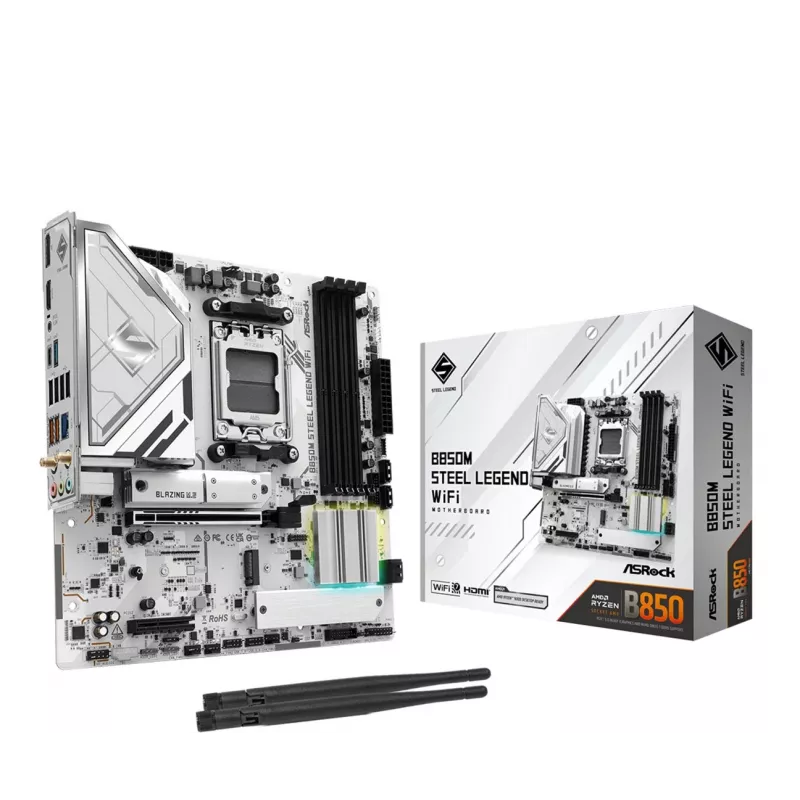 Motherboard ASRock B850M Steel Legend WiFi — AMD B850, socket AM5, microATX, DDR5, 4 DIMM, Wi-Fi 7, LAN 2.5Gb
