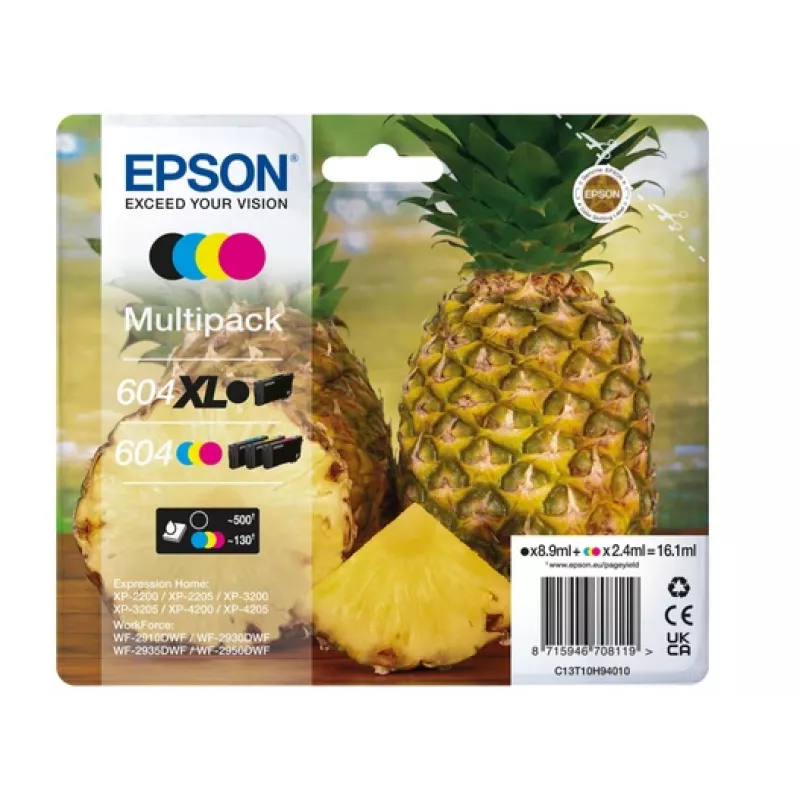 Tinteiro Epson 604XL 4 unid. original alto (XL) alcance preto, ciano, magenta, amarelo