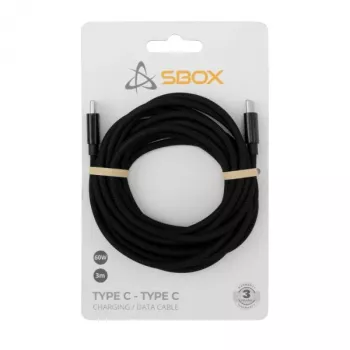 Cabo USB Type-C SBOX 3 m, Type-C para Type-C, preto