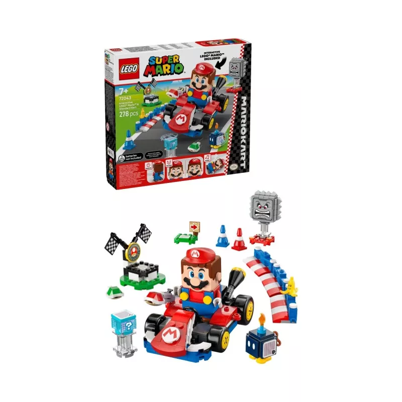Brinquedo de construção LEGO 72043 Super Mario – Mario Kart interativo com kart padrão