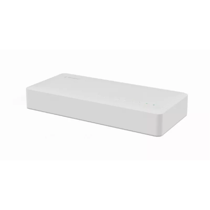 Switch não gerido GEMBIRD NSW-G8-01 – 8× Gigabit Ethernet (10/100/1000), branco, DC 5V