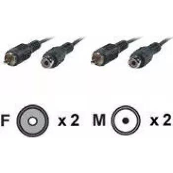 Cabo de extensão de vídeo/áudio ROLINE Secomp VALUE - RCA (M) para RCA (F) - 1,5 m - blindado - preto (21.15.9476)