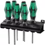 Wera 335/350/367/7 Kraftform conjunto de chaves de fendas com suporte, 7 pcs., Lasertip, fenda/Phillips/Pozidriv