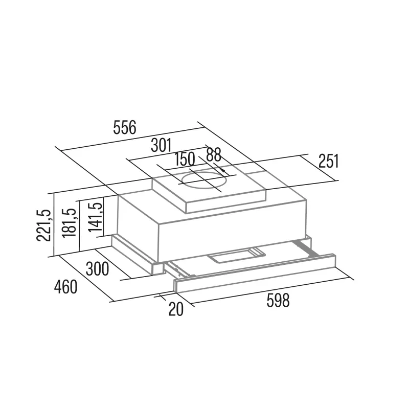 Exaustor de encastrar CATA TFH 6830 GWH 600 m³/h branco com controlo tátil