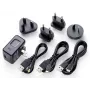 Fonte de alimentação Tascam PS-P520U, interior universal 100–240V para 5V 2A, coaxial/Micro-USB/USB-C, preto