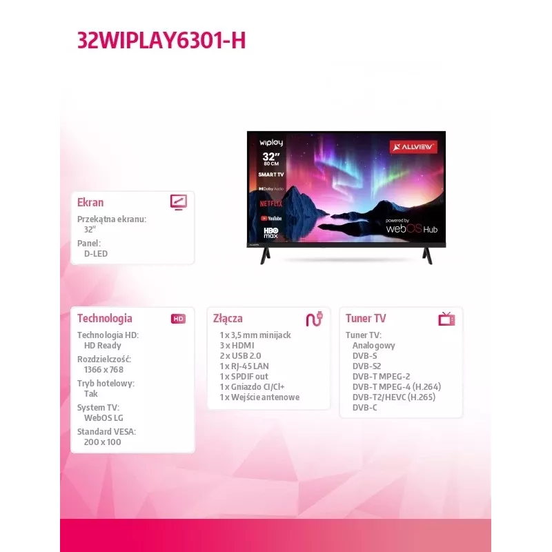 TV LED 32 polegadas 32WIPLAY6301-H